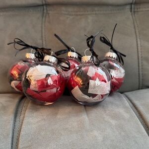 UNIQUE Chicago Blackhawks  Ornaments with Red, Black, and White Ticker Tape